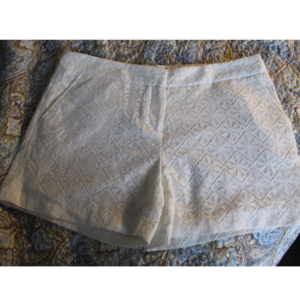 White lace shorts